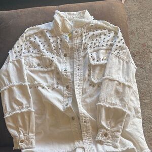 FESTIVAL WEAR White Studded Denim Jacket